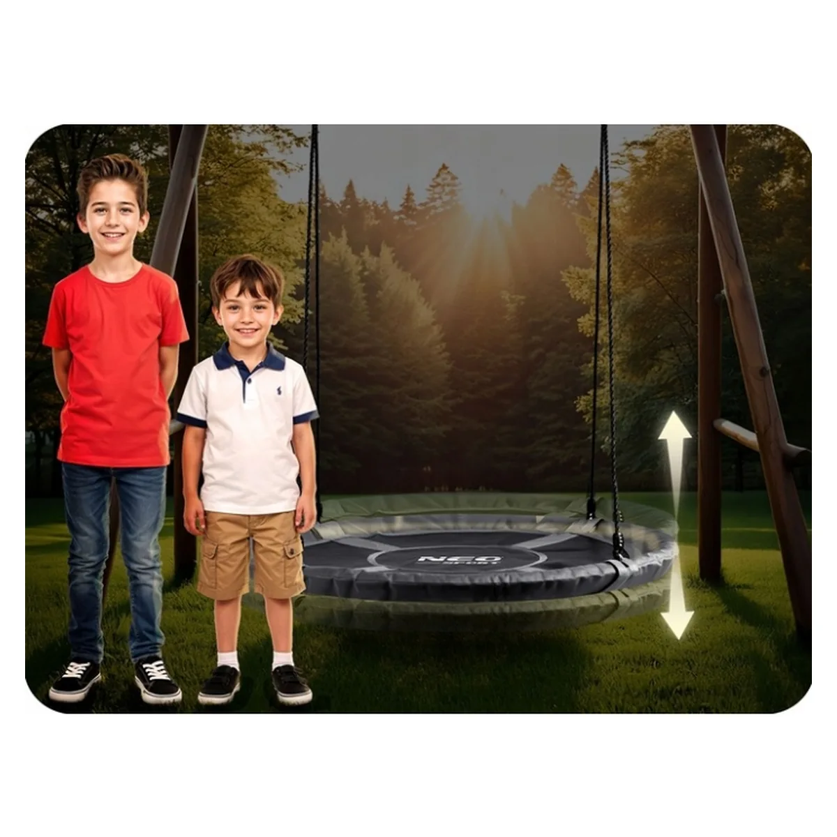 Leagan tip cuib pentru copii XXL, 110 cm, 150 kg, Neo-Sport 110311, Gri [6]