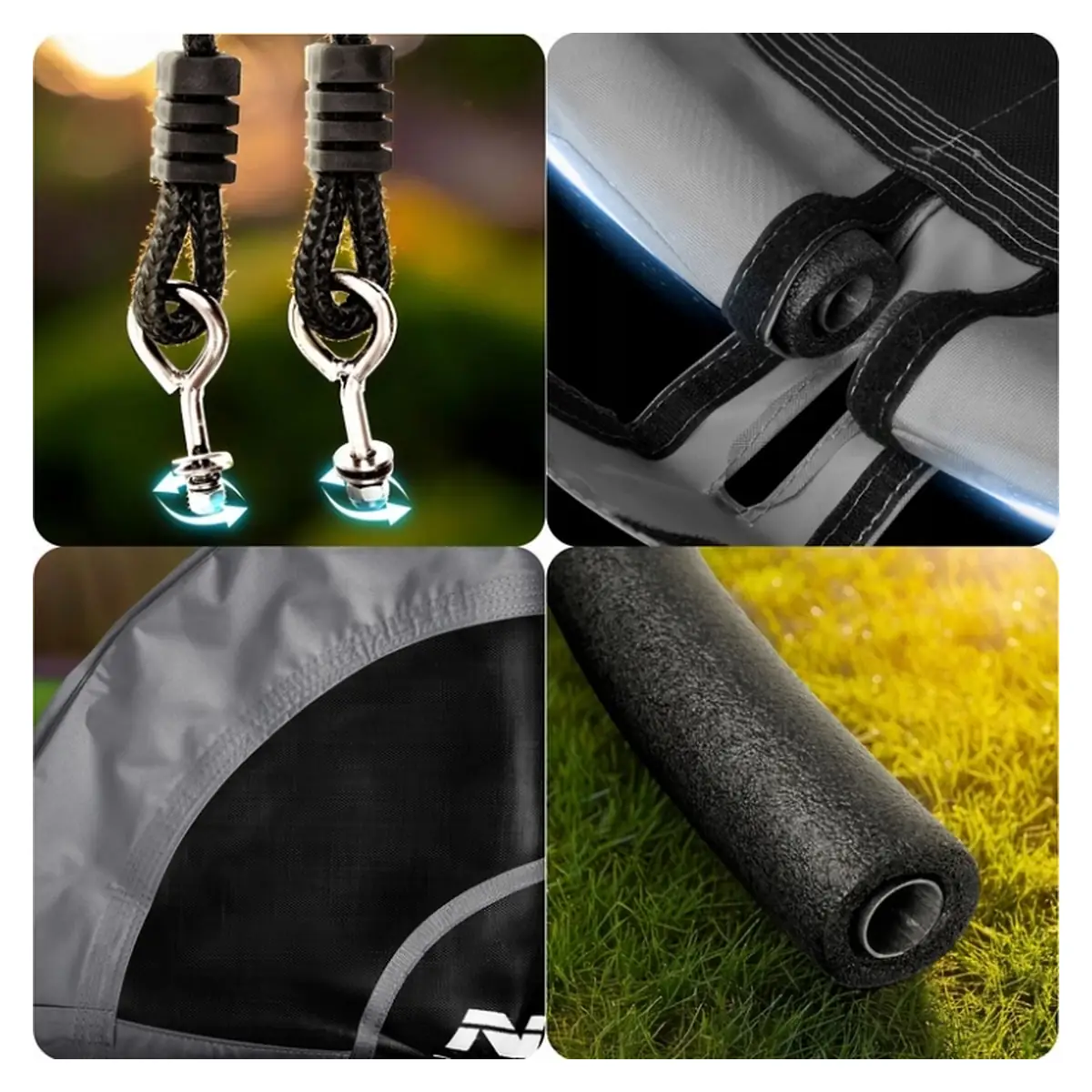 Leagan tip cuib pentru copii XXL, 110 cm, 150 kg, Neo-Sport 110311, Gri [5]