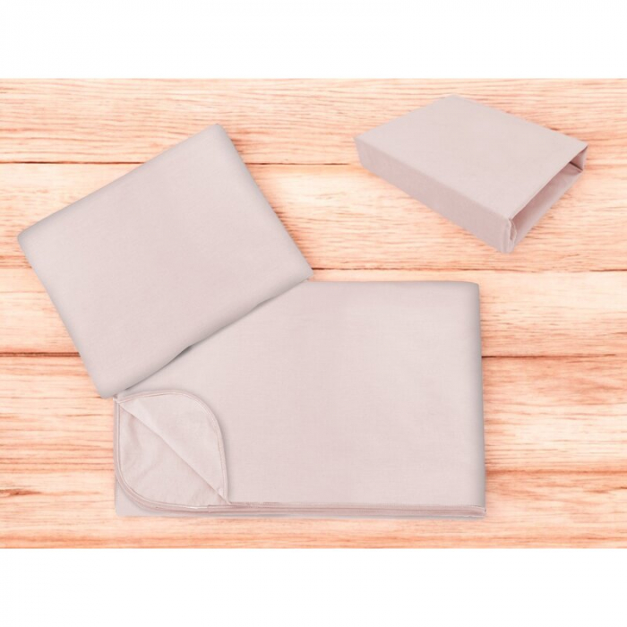 Lenjerie patut cu 3 piese, MimiNu, Cu cearceaf 120x60 cm, paturica si pernuta, bumbac 100%, Colectia Royal, Powder Pink [2]