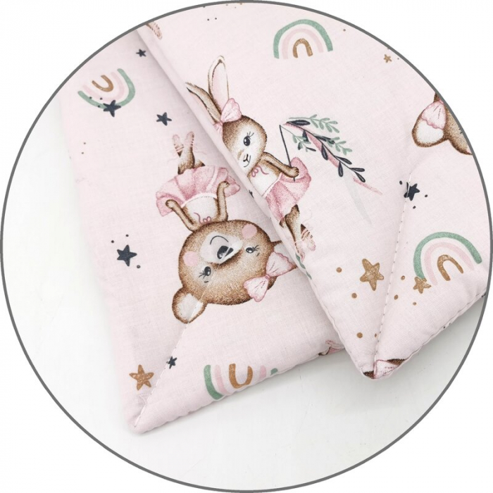 Lenjerie patut cu 3 piese, MimiNu, Cu cearceaf 120x60 cm, Pilota, Pernuta, bumbac 100%, Little Ballerina Pink [3]