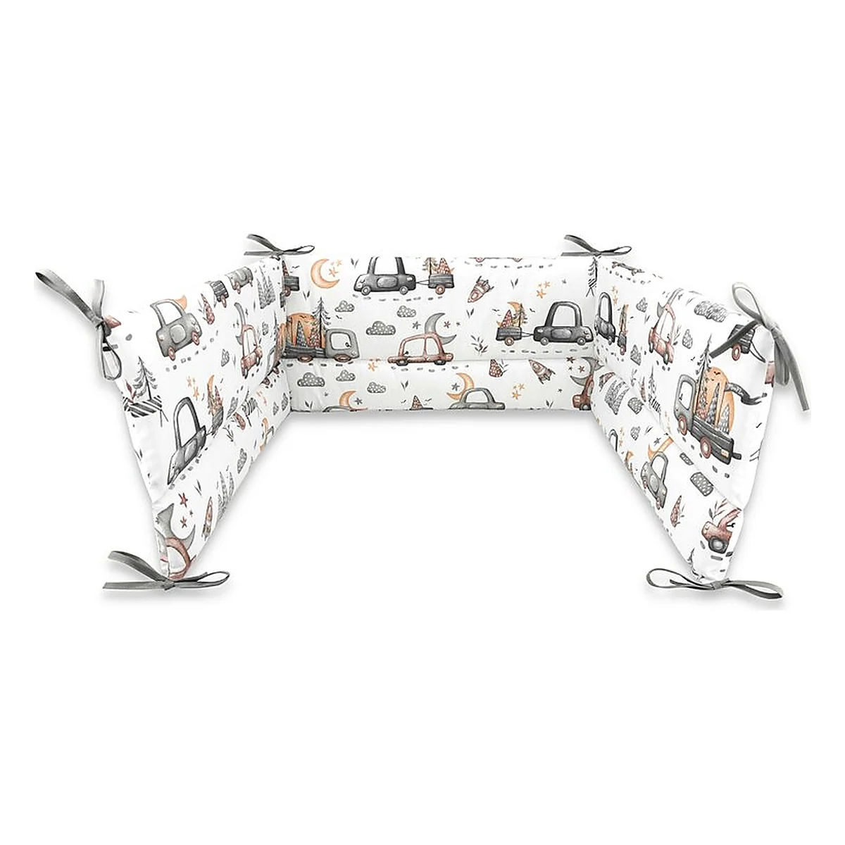 Lenjerie patut cu 3 piese, MimiNu, Pentru patut 120x60 cm, Cu protectie laterala, Cars Grey [3]