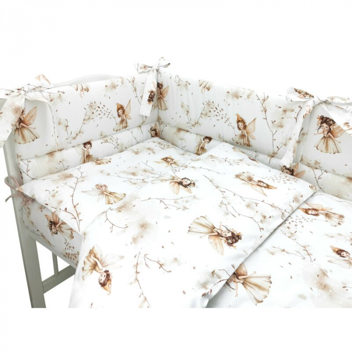 Lenjerie patut cu 3 piese, MimiNu, Pentru patut 120x60 cm, Cu protectie laterala, Fairy [3]