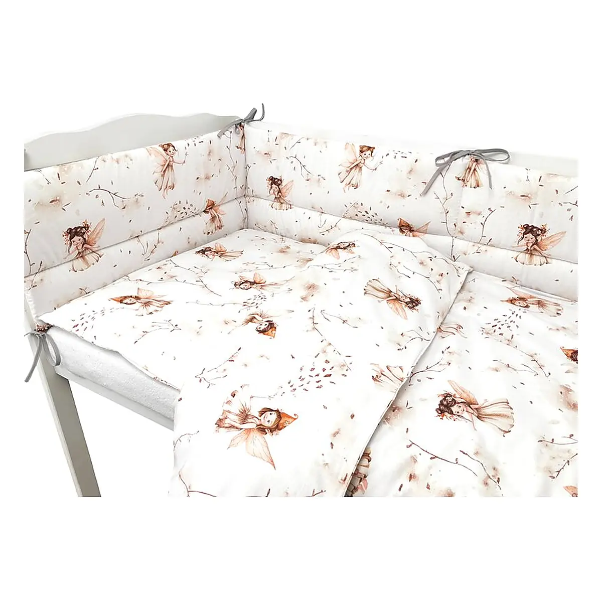 Lenjerie patut cu 3 piese, MimiNu, Pentru patut 120x60 cm, Cu protectie laterala, Fairy [4]