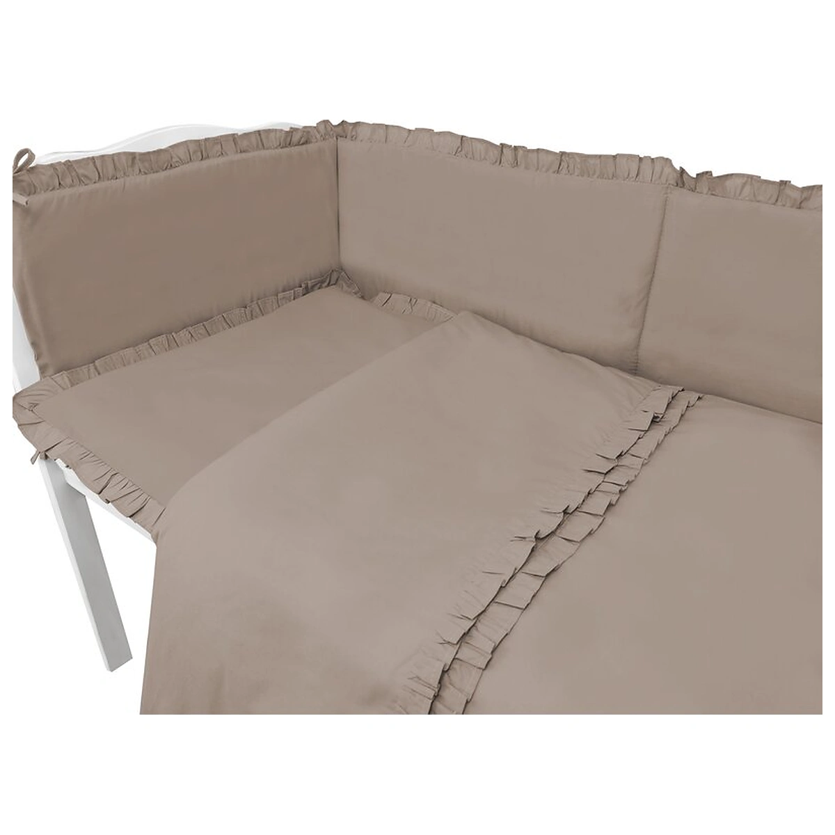 Lenjerie patut cu 3 piese, MimiNu, Pentru patut 120x60 cm, volanase, protectie laterala, bumbac certificat, Colectia [2]