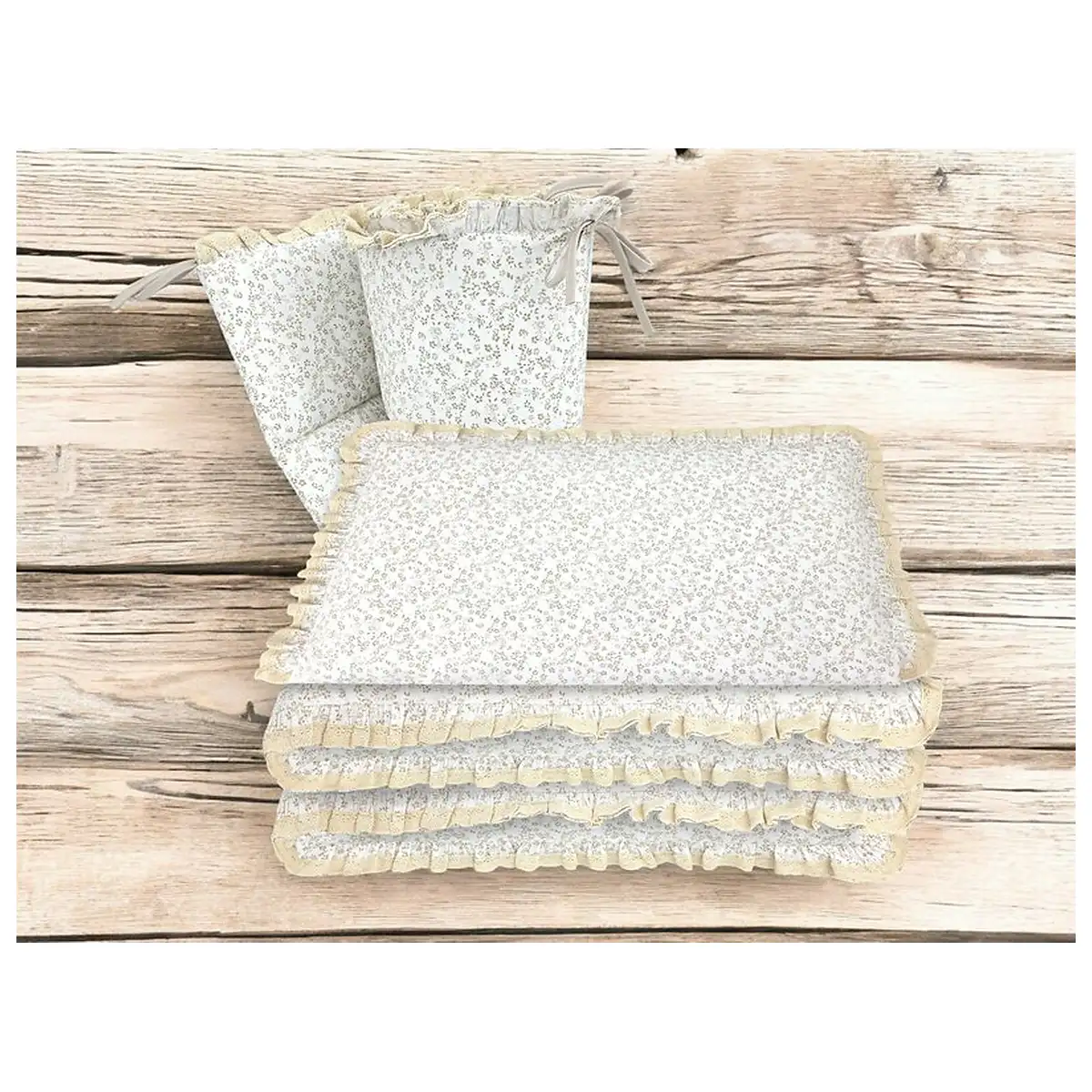 Lenjerie patut cu 3 piese, MimiNu, Premium, Pentru patut 120x60 cm, protectie laterala, bumbac certificat, Meadow [3]