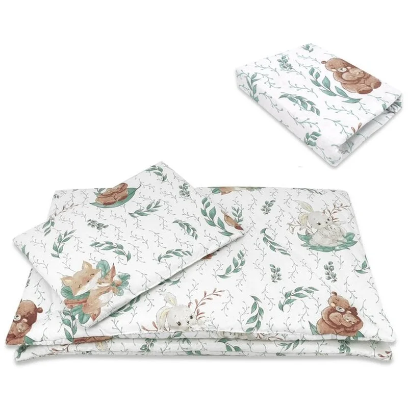 Lenjerie patut cu 5 piese, MimiNu, Cu cearceaf 120x60 cm, Pilota, Pernuta, 2 aparatori, bumbac 100%, Lulu Natural [4]