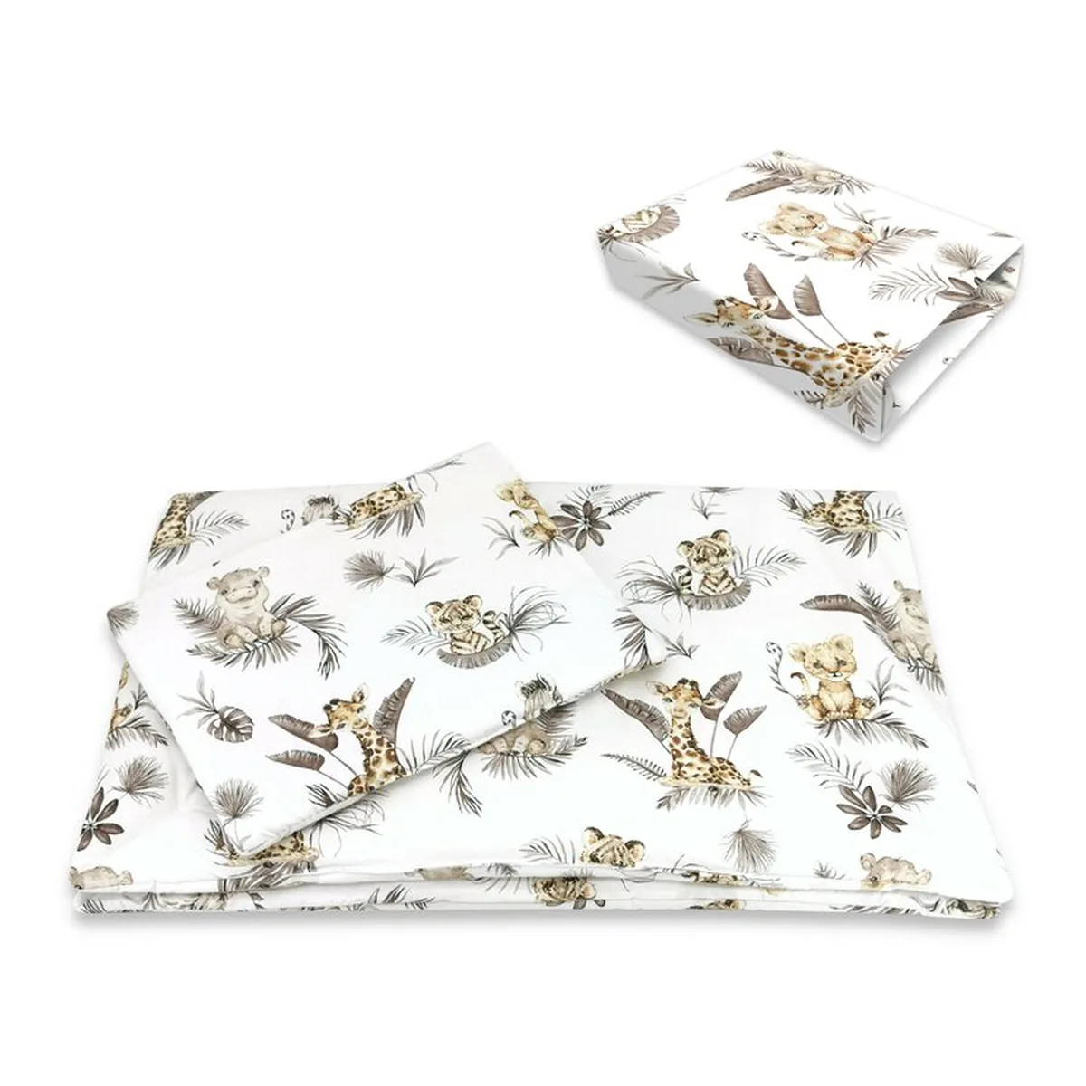Lenjerie patut cu 5 piese, MimiNu, Cu cearceaf 120x60 cm, Pilota, Pernuta, 2 aparatori, bumbac 100%, Savanna [3]