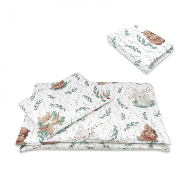 Lenjerie patut cu 5 piese, MimiNu, Cu cearceaf 120x60 cm, Pilota, Pernuta, 2 aparatori, bumbac 100%, Lulu Natural [4]