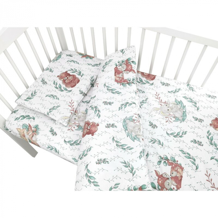 Lenjerie patut cu 5 piese, MimiNu, Cu cearceaf 120x60 cm, Pilota, Pernuta, 2 aparatori, bumbac 100%, Lulu Natural [3]