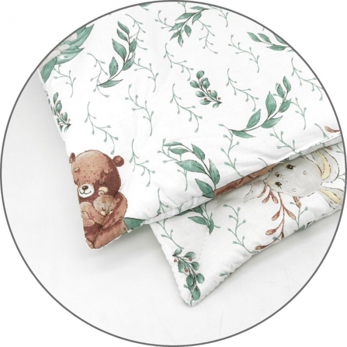 Lenjerie patut cu 5 piese, MimiNu, Cu cearceaf 120x60 cm, Pilota, Pernuta, 2 aparatori, bumbac 100%, Lulu Natural [5]