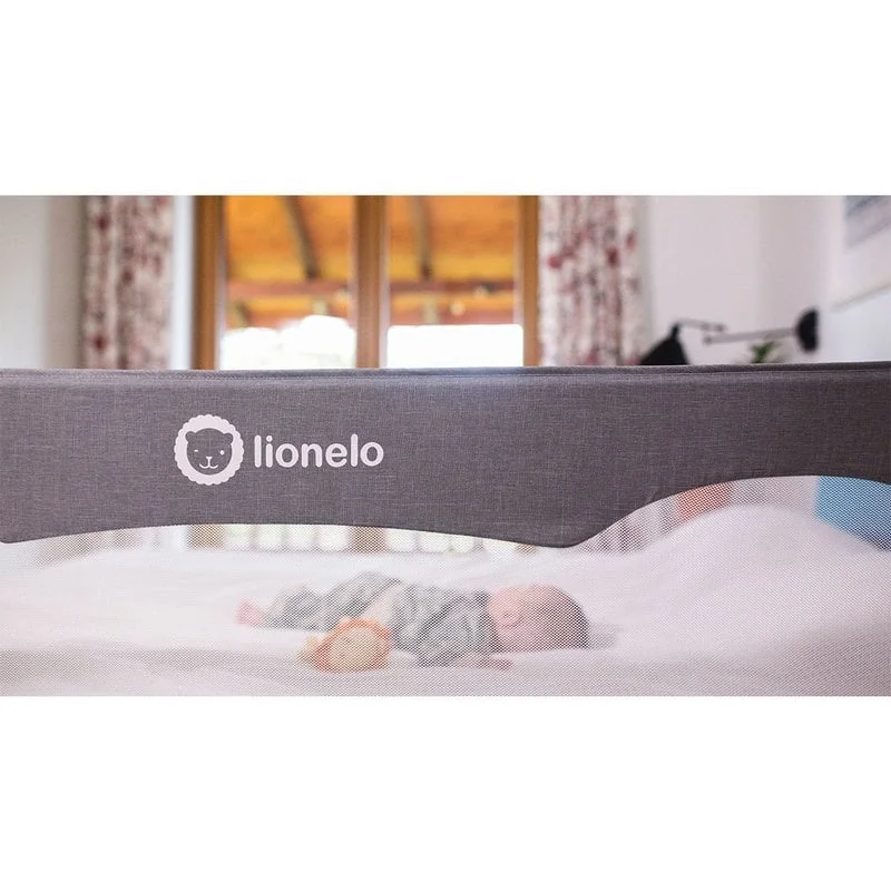 Lionelo - Bariera protectie pat Hanna , Cu buzunar accesorii, 150x66 cm, Conform cu standardul european de securitate BS7072, Gri [17]