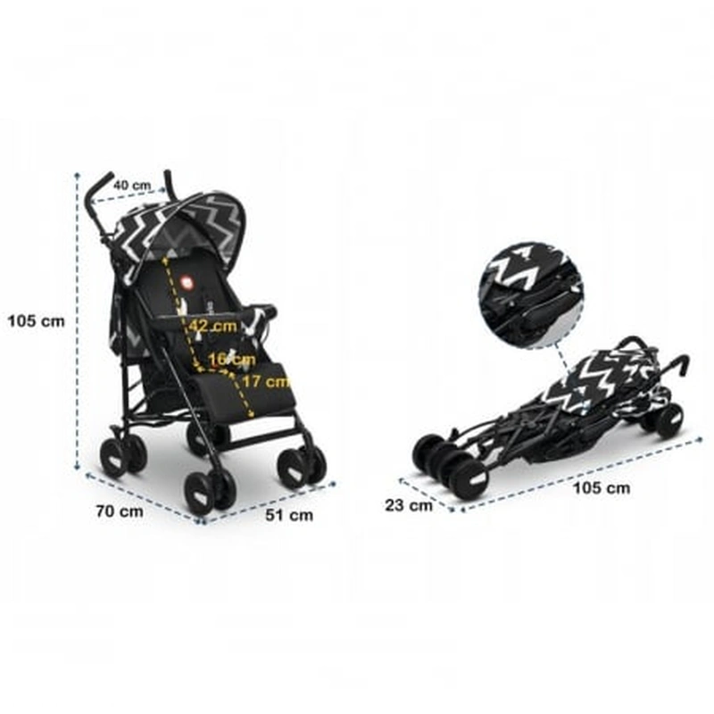 Lionelo - Carucior sport Elia Oslo, Cu husa de picioare, Cu plasa de tantari, Conform cu standardul european de securitate EN1888-1, Negru [5]
