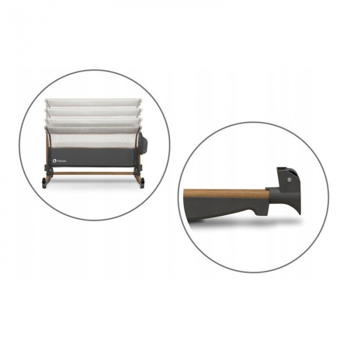 Patut co-sleeper Leonie Cu sistem de leganare, Grey Stone [5]