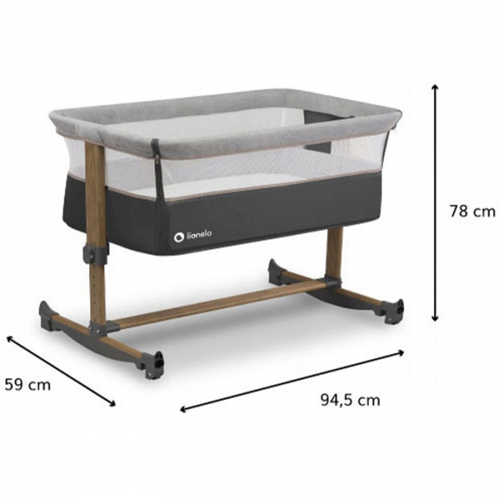 Patut co-sleeper Leonie Cu sistem de leganare, Grey Stone [2]