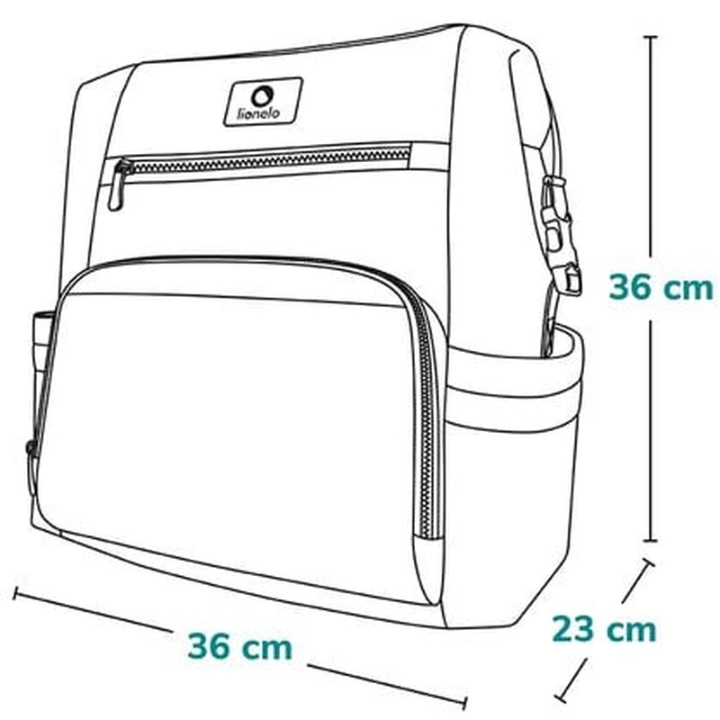Lionelo - Rucsac impermeabil pentru mamici Cube, Cu 12 compartimente si salteluta de schimbat, Cu prindere universala de carucior, 36 x 36 x 23 cm, Gri [5]