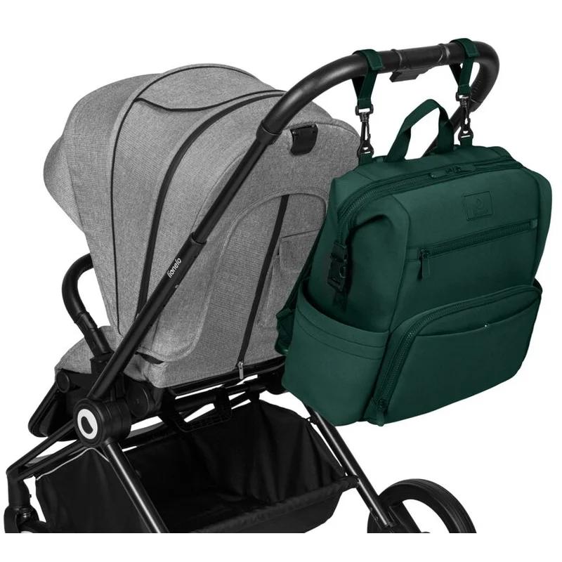 Lionelo - Rucsac impermeabil pentru mamici Cube, Cu 12 compartimente si salteluta de schimbat, Cu prindere universala de carucior, 36 x 36 x 23 cm, Verde [10]