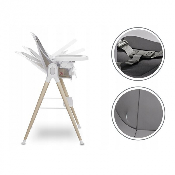 Lionelo - Scaun de masa Maya, 2 in 1, Transformabil, 3 pozitii de inclinare, Conform cu standardele europeane de securitate EN14988, EN12790, White [3]