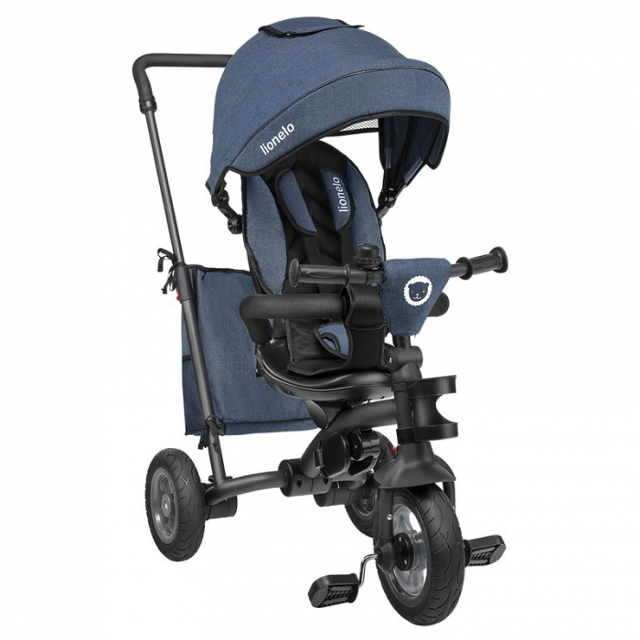 Lionelo - Tricicleta Tris, Mecanism de pedalare libera, Suport picioare, Control al directiei, Scaun reversibil, Rotire 360 grade, Pliabila, Conform cu standardul europeane de securitate EN71, Albastr [3]