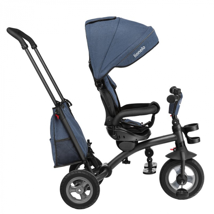 Lionelo - Tricicleta Tris, Mecanism de pedalare libera, Suport picioare, Control al directiei, Scaun reversibil, Rotire 360 grade, Pliabila, Conform cu standardul europeane de securitate EN71, Albastr [6]