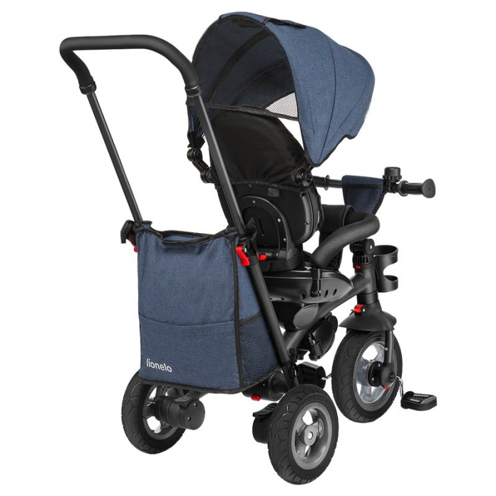 Lionelo - Tricicleta Tris, Mecanism de pedalare libera, Suport picioare, Control al directiei, Scaun reversibil, Rotire 360 grade, Pliabila, Conform cu standardul europeane de securitate EN71, Albastr [9]