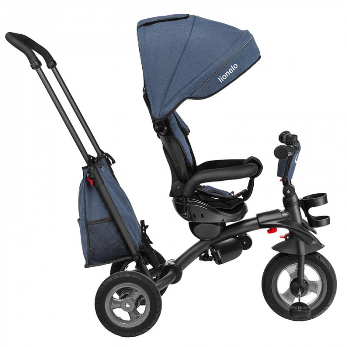 Lionelo - Tricicleta Tris, Mecanism de pedalare libera, Suport picioare, Control al directiei, Scaun reversibil, Rotire 360 grade, Pliabila, Conform cu standardul europeane de securitate EN71, Albastr [7]