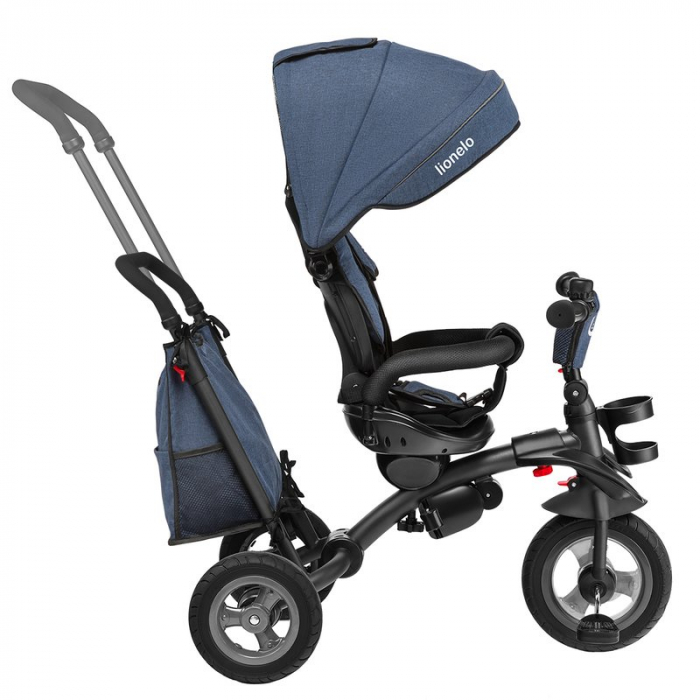 Lionelo - Tricicleta Tris, Mecanism de pedalare libera, Suport picioare, Control al directiei, Scaun reversibil, Rotire 360 grade, Pliabila, Conform cu standardul europeane de securitate EN71, Albastr [4]
