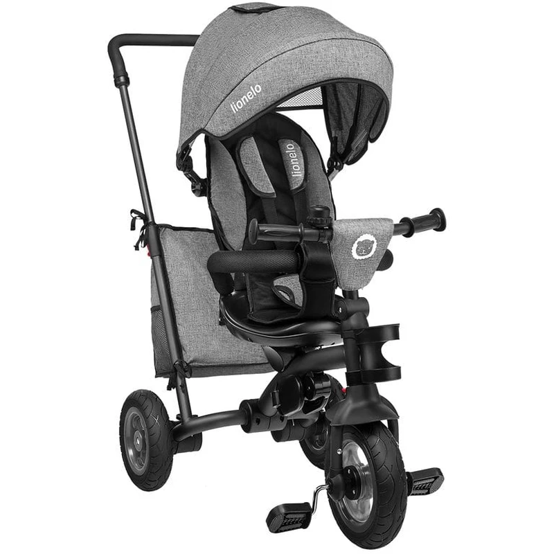 Lionelo - Tricicleta Tris, Mecanism de pedalare libera, Suport picioare, Control al directiei, Scaun reversibil, Rotire 360 grade, Pliabila, Conform cu standardul europeane de securitate EN71, Gri [3]