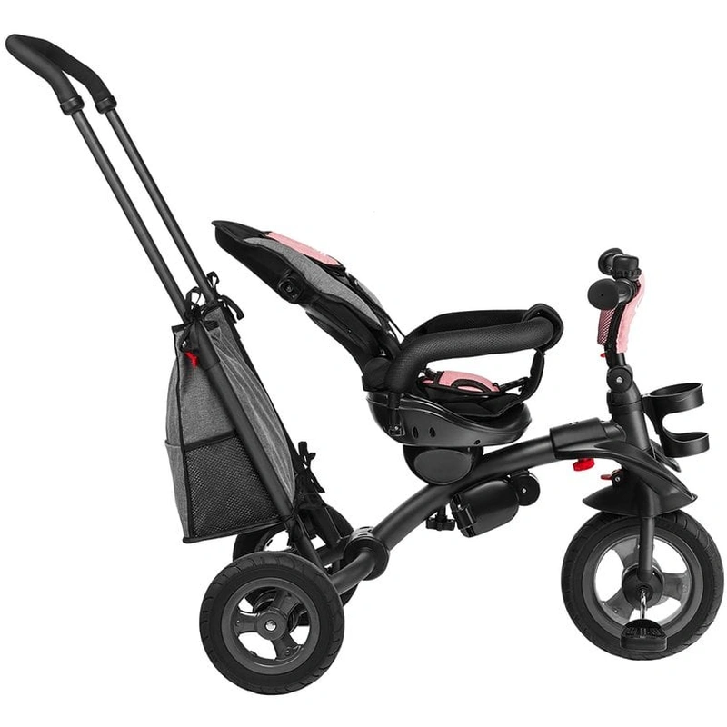 Lionelo - Tricicleta Tris, Mecanism de pedalare libera, Suport picioare, Control al directiei, Scaun reversibil, Rotire 360 grade, Pliabila, Conform cu standardul europeane de securitate EN71, Roz/Gri [10]