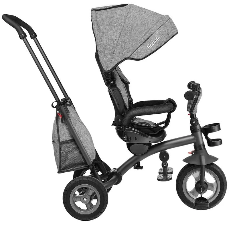 Lionelo - Tricicleta Tris, Mecanism de pedalare libera, Suport picioare, Control al directiei, Scaun reversibil, Rotire 360 grade, Pliabila, Conform cu standardul europeane de securitate EN71, Gri [7]