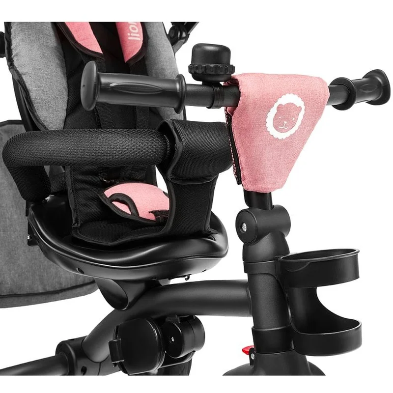 Lionelo - Tricicleta Tris, Mecanism de pedalare libera, Suport picioare, Control al directiei, Scaun reversibil, Rotire 360 grade, Pliabila, Conform cu standardul europeane de securitate EN71, Roz/Gri [11]