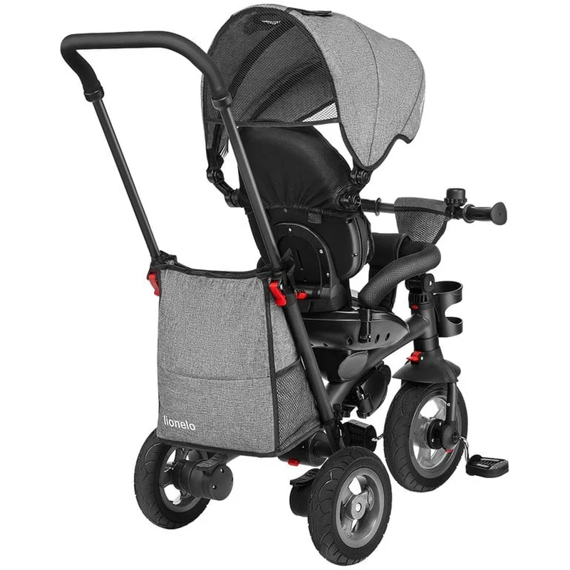 Lionelo - Tricicleta Tris, Mecanism de pedalare libera, Suport picioare, Control al directiei, Scaun reversibil, Rotire 360 grade, Pliabila, Conform cu standardul europeane de securitate EN71, Gri [11]