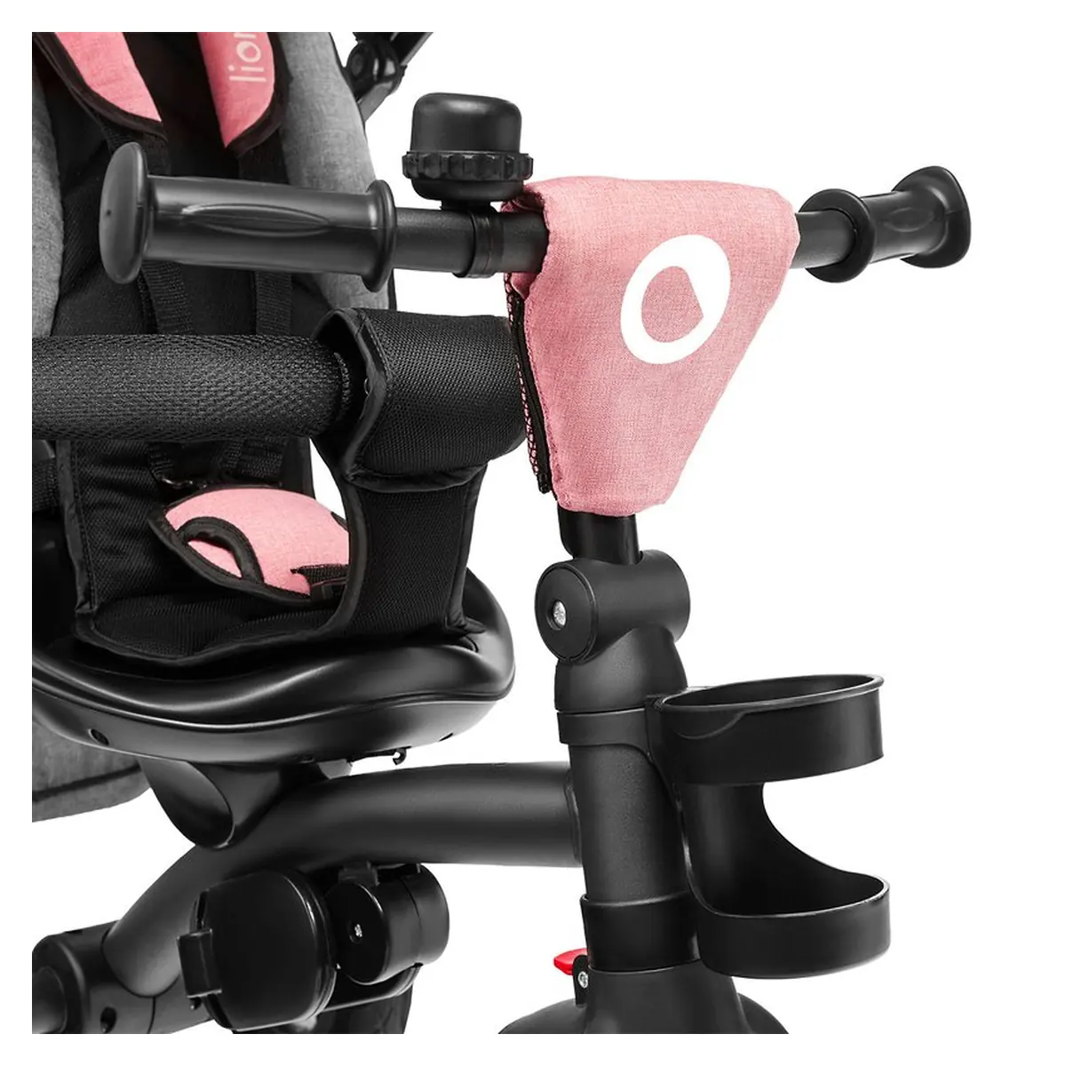 Lionelo - Tricicleta Tris, Mecanism de pedalare libera, Suport picioare, Control al directiei, Scaun reversibil, Rotire 360 grade, Pliabila, Conform cu standardul europeane de securitate EN71, Roz/Gri [22]