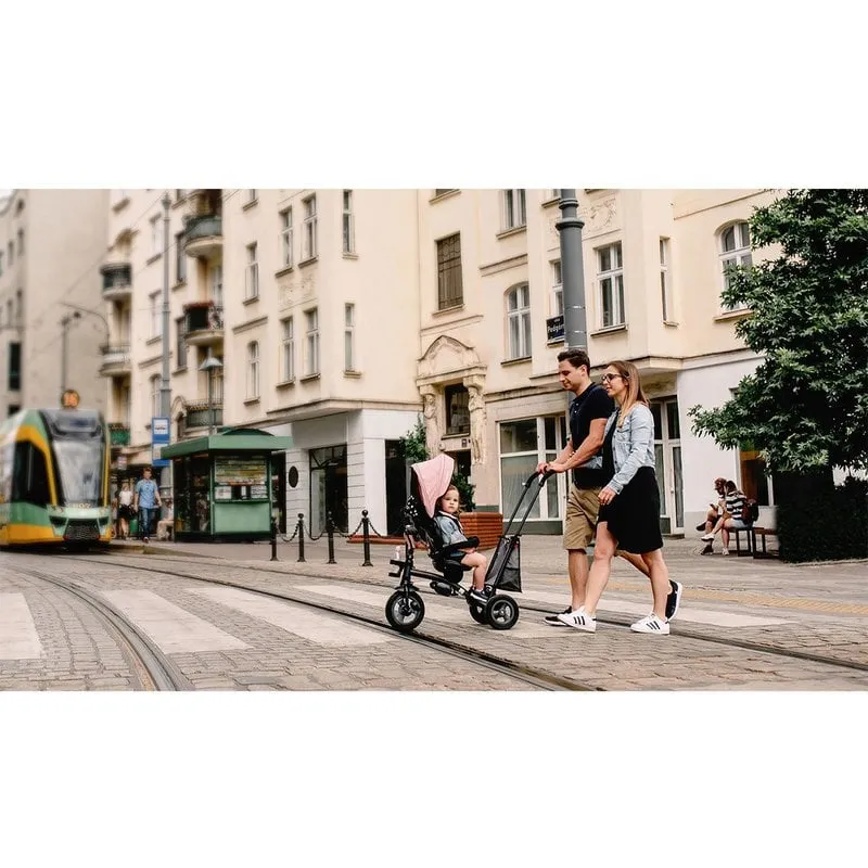 Lionelo - Tricicleta Tris, Mecanism de pedalare libera, Suport picioare, Control al directiei, Scaun reversibil, Rotire 360 grade, Pliabila, Conform cu standardul europeane de securitate EN71, Gri [25]