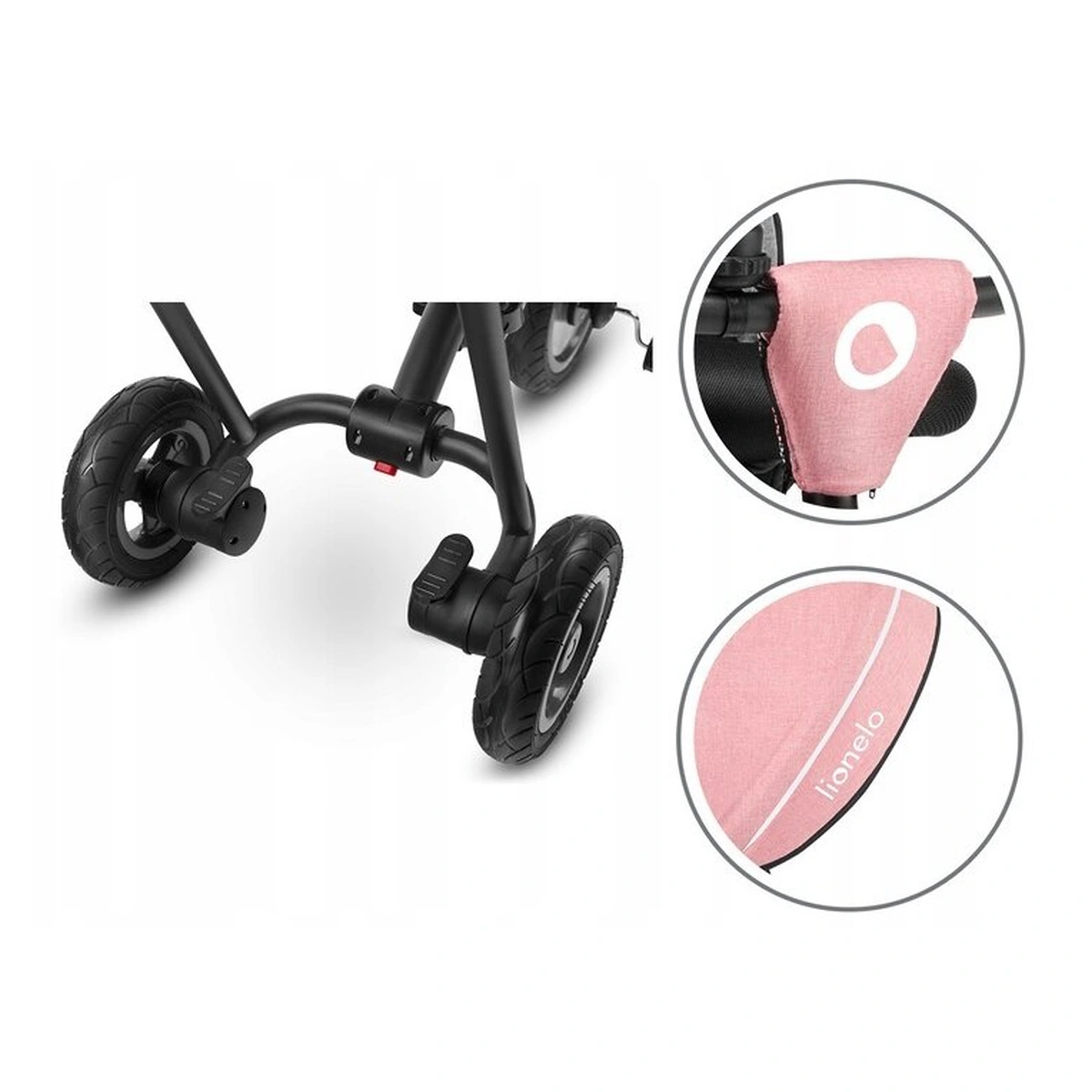 Lionelo - Tricicleta Tris, Mecanism de pedalare libera, Suport picioare, Control al directiei, Scaun reversibil, Rotire 360 grade, Pliabila, Conform cu standardul europeane de securitate EN71, Roz/Gri [29]