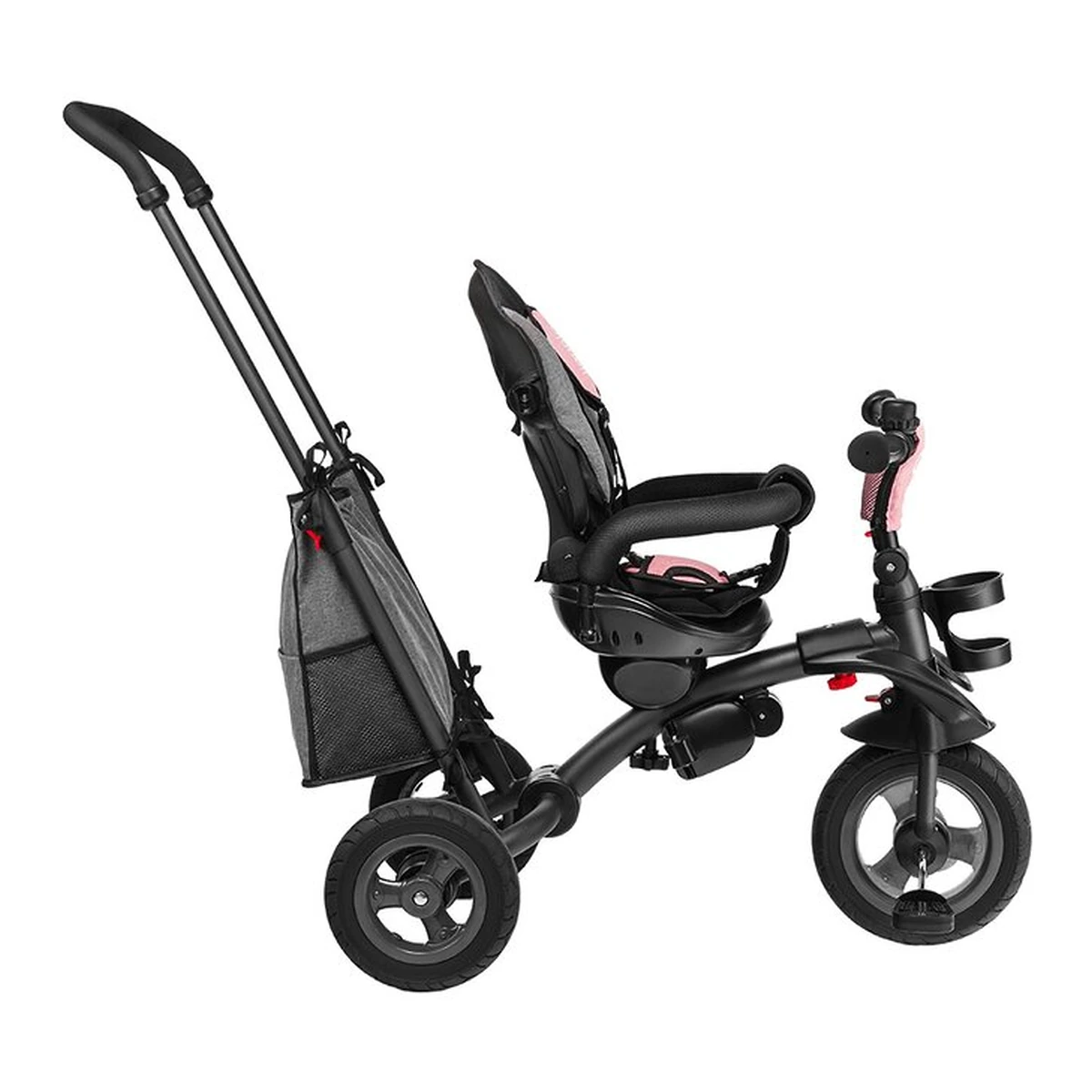 Lionelo - Tricicleta Tris, Mecanism de pedalare libera, Suport picioare, Control al directiei, Scaun reversibil, Rotire 360 grade, Pliabila, Conform cu standardul europeane de securitate EN71, Roz/Gri [16]