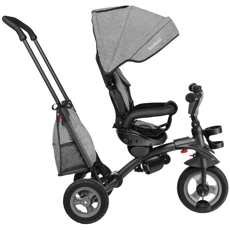 Lionelo - Tricicleta Tris, Mecanism de pedalare libera, Suport picioare, Control al directiei, Scaun reversibil, Rotire 360 grade, Pliabila, Conform cu standardul europeane de securitate EN71, Gri [10]