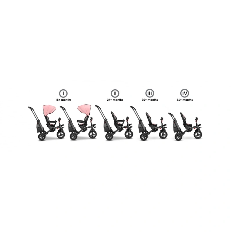Lionelo - Tricicleta Tris, Mecanism de pedalare libera, Suport picioare, Control al directiei, Scaun reversibil, Rotire 360 grade, Pliabila, Conform cu standardul europeane de securitate EN71, Roz/Gri [27]