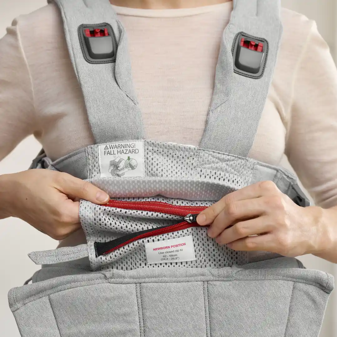 Marsupiu anatomic BabyBjorn, cu multiple pozitii de purtare, colectia Harmony, tesatura melange, Light Gray [6]