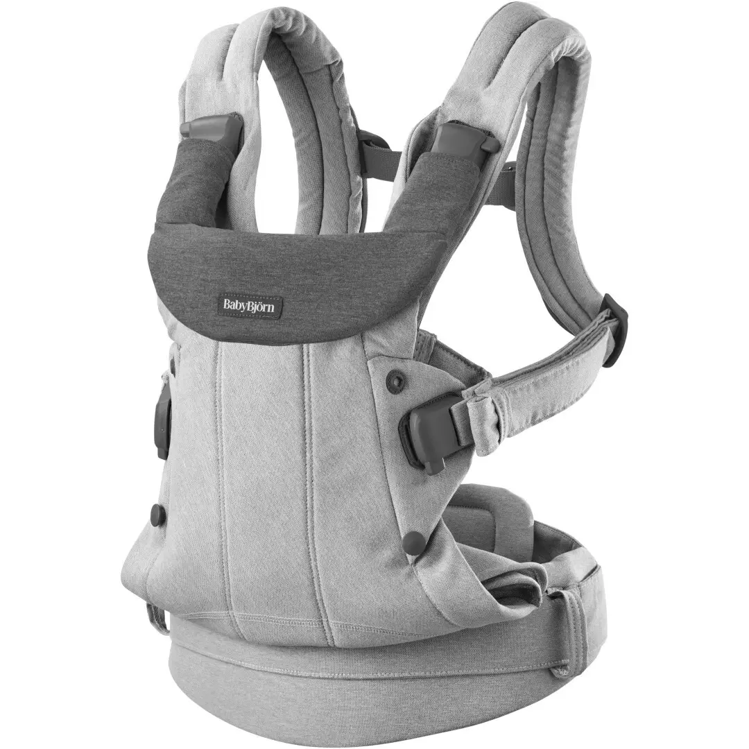 Marsupiu anatomic BabyBjorn, cu multiple pozitii de purtare, colectia Harmony, tesatura melange, Light Gray [4]
