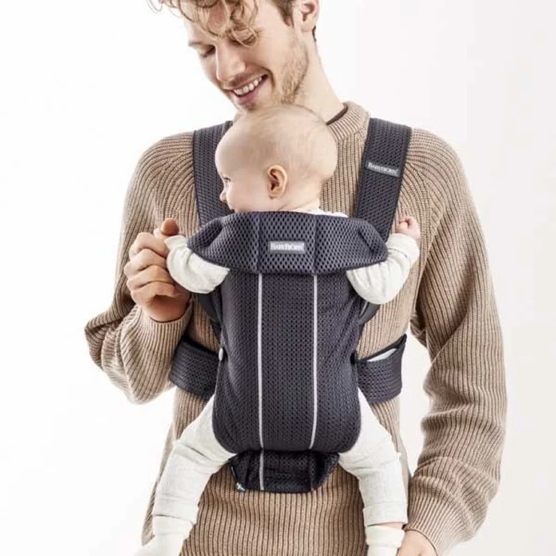 Marsupiu anatomic Mini BabyBjorn, cu pozitii multiple de purtare – Anthracite, 3D Mesh [7]