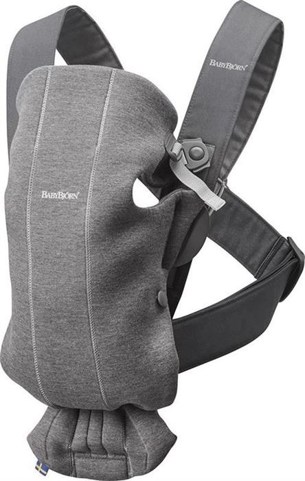 Marsupiu anatomic Mini BabyBjorn, cu pozitii multiple de purtare – Dark Grey, 3D Jersey [1]