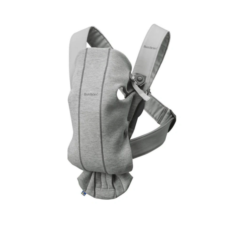 Marsupiu anatomic Mini BabyBjorn, cu pozitii multiple de purtare – Light Grey, 3D Jersey [1]