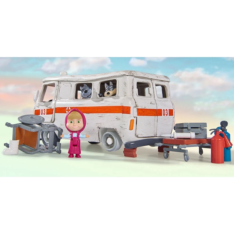 Masina Simba Masha and the Bear Ambulance cu accesorii [5]