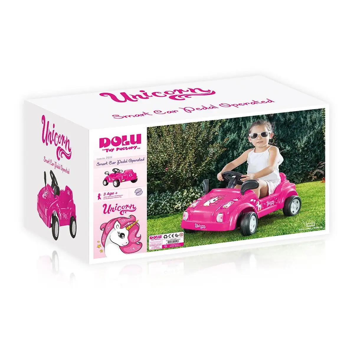 Masina cu pedale Unicorn DOLU 3 ani+ cu claxon si oglinzi [4]