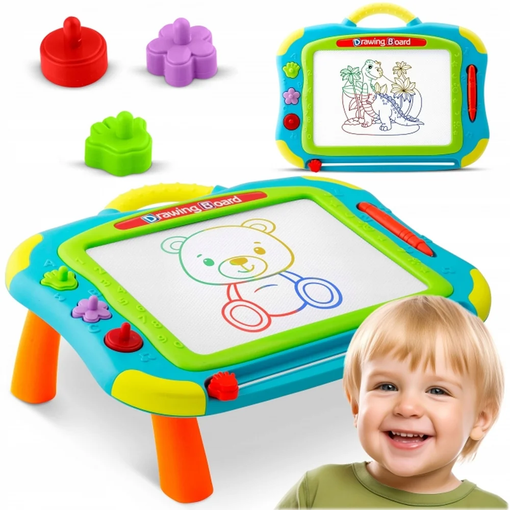 Masuta cu tabla magnetica pentru desenat cu accesorii incluse Ricokids - Albastru [7]