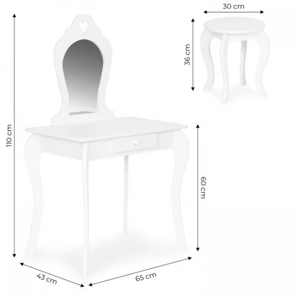 Masuta de toaleta pentru copii 43 x 65 x 110 cm Ecotoys - Alb [5]