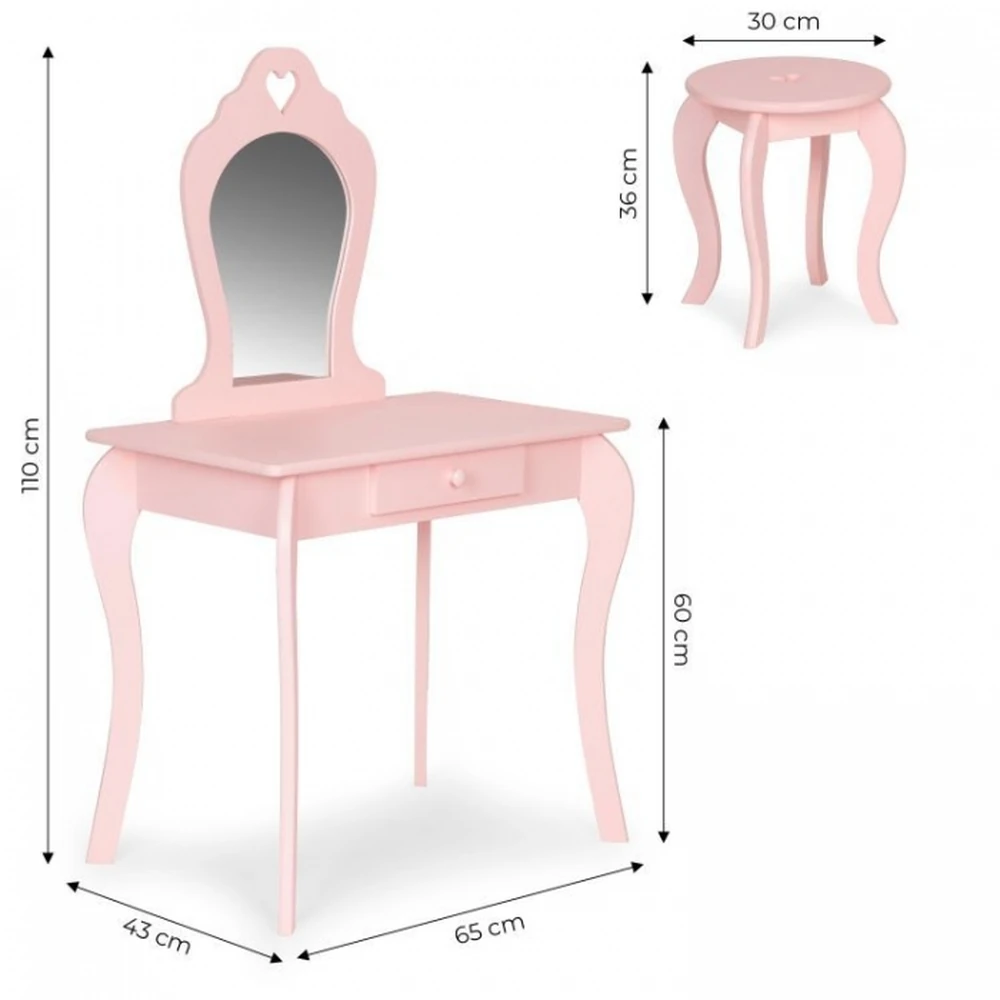 Masuta de toaleta pentru copii 43 x 65 x 110 cm Ecotoys - Roz [5]