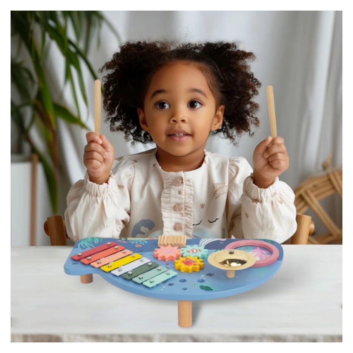 Masuta lemn cu instrumente muzicale Ecotoys 18 luni+ [5]