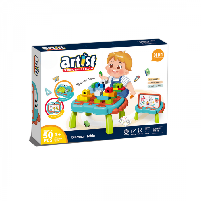 Masuta multifunctionala 3 in 1 pentru constructie - Dinozaur [3]