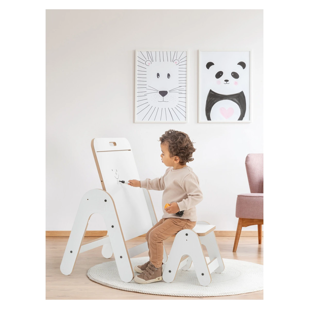 Masuta si tabla 2 in 1 cu scaunel MamaToyz Massam [5]